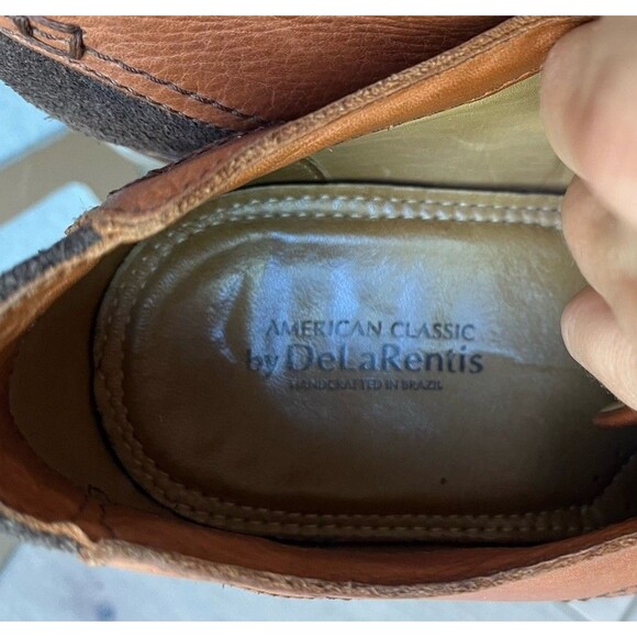De La Rentis Men Oxford Derby Leather Brown Shoes Sz 10 M - Picture 12 of 13